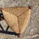 4 Tabourets bois et paille Tripodes Triangle vintageCirca 1950