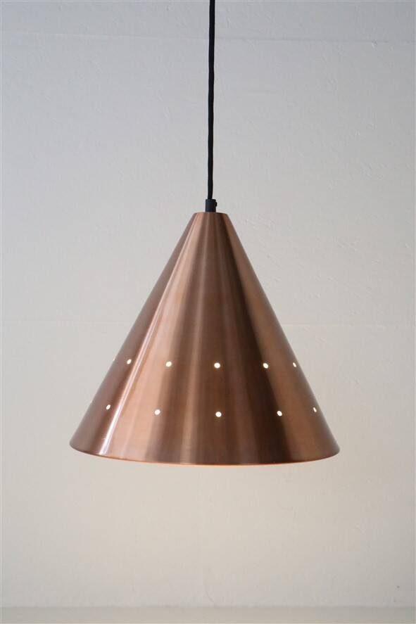 Mid-century cone pendant lamp / copper / aluminium / Danish modern design / 1960s