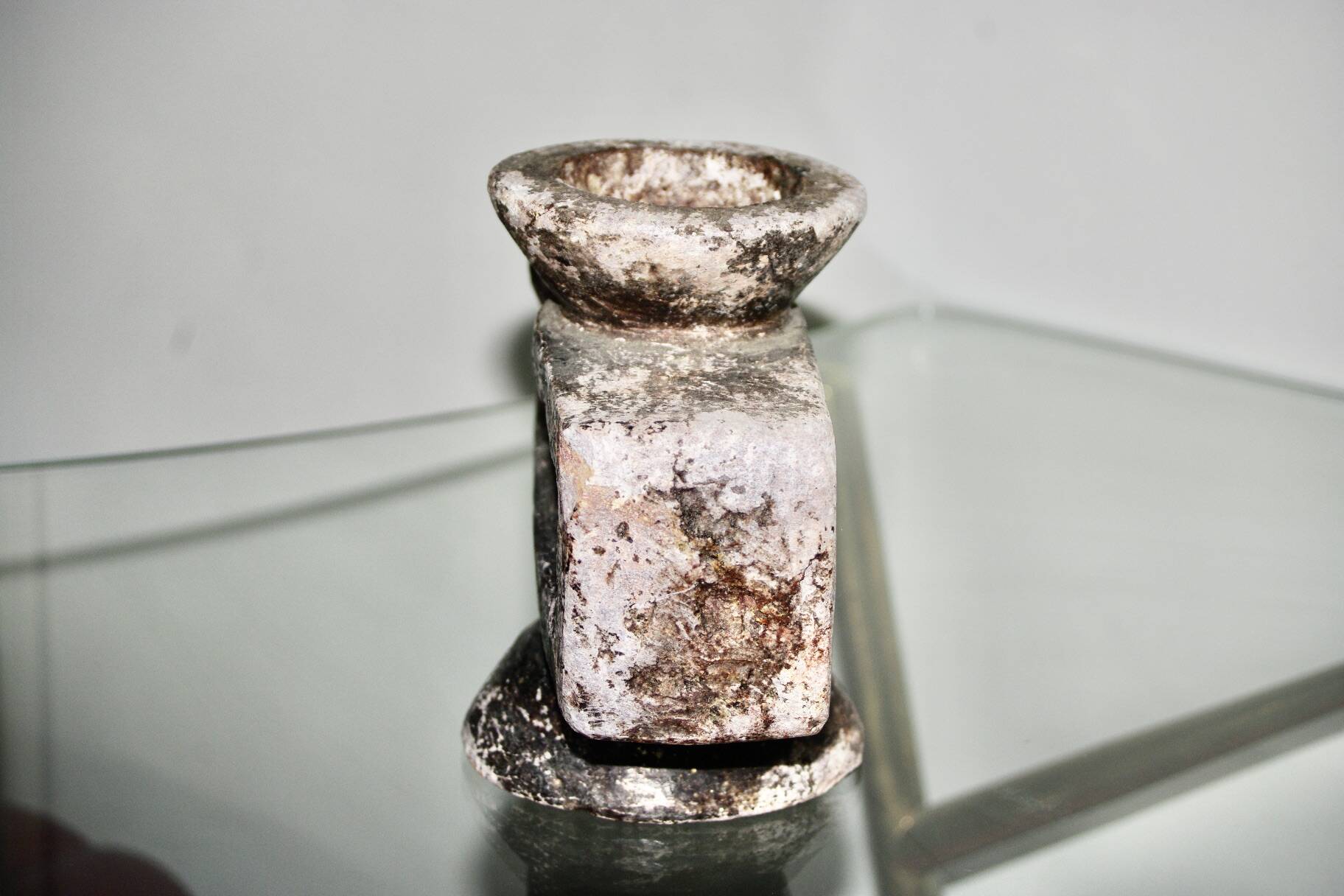 Brutalist stone candle holder 1960