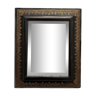 Miroir biseauté ancien reliure cuir noir et doré Napoléon III