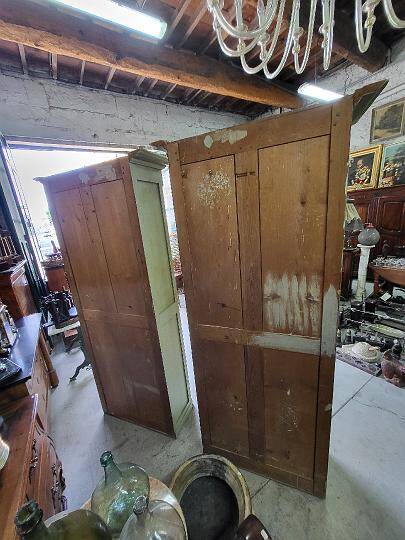 Magnificent pair of green painted fir bookcase display cabinet early 20th century