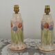 Set of 2 Hand-Painted Jersey Pottery Tulip Design Table / Bedside Lamps
