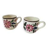 Duo de tasses anciennes Saint-Amand – Décor floral 4146 (années 1930–50)