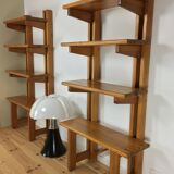 Pair of constructivist shelves made of solid wood