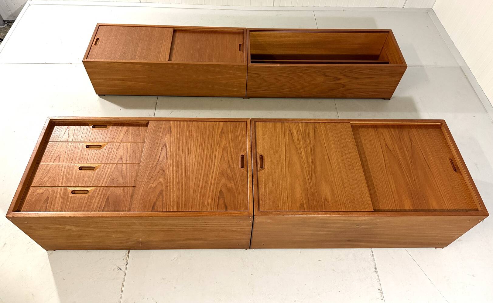 Teak wall system Sven Ellekaer Albert Hansen Denmark 1960s