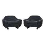 Pair of Designer Armchairs in Pleated Fabric