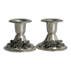 Pair of vintage metal candlesticks with a grape pattern.