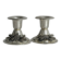 Pair of vintage metal candlesticks with a grape pattern.