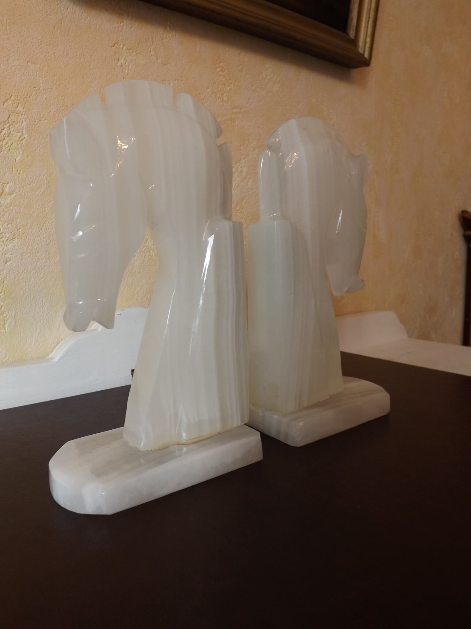 Pair of 1970s onyx horses bookends