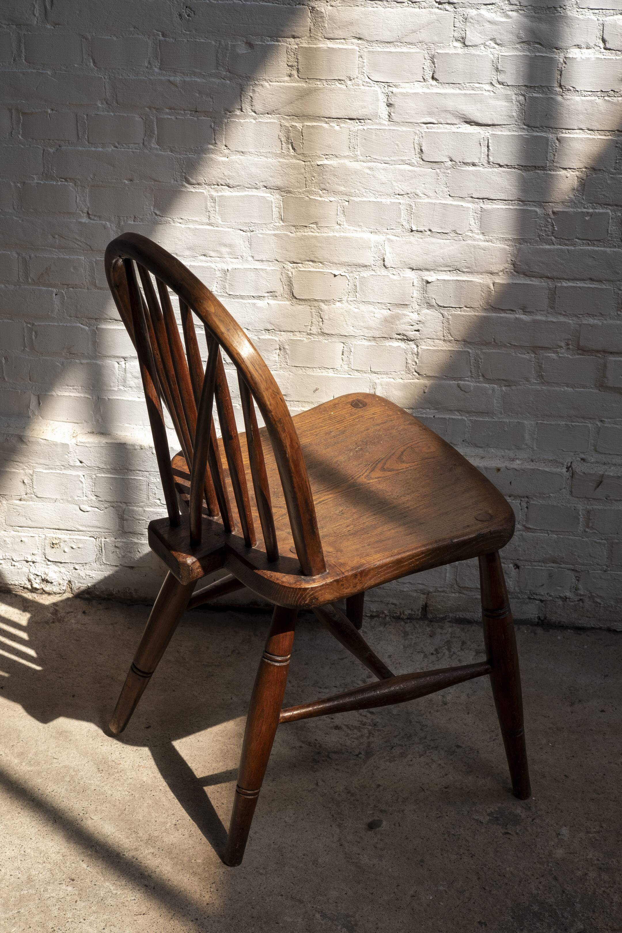 Early Charles Gibbons Windsor Chair in Elm, 1889 High Wycombe