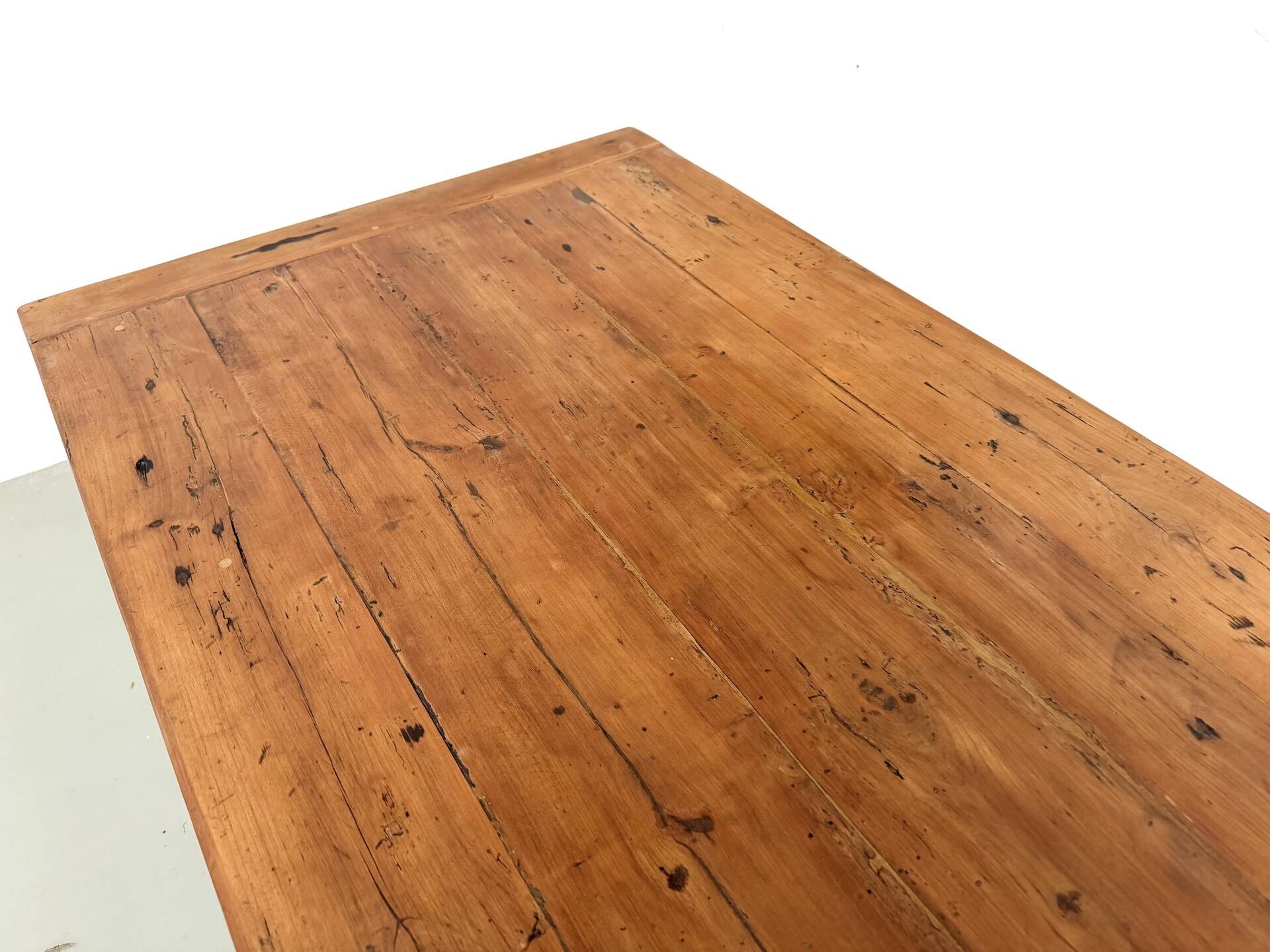 Farm table in solid cherry wood, one drawer, 1950s.