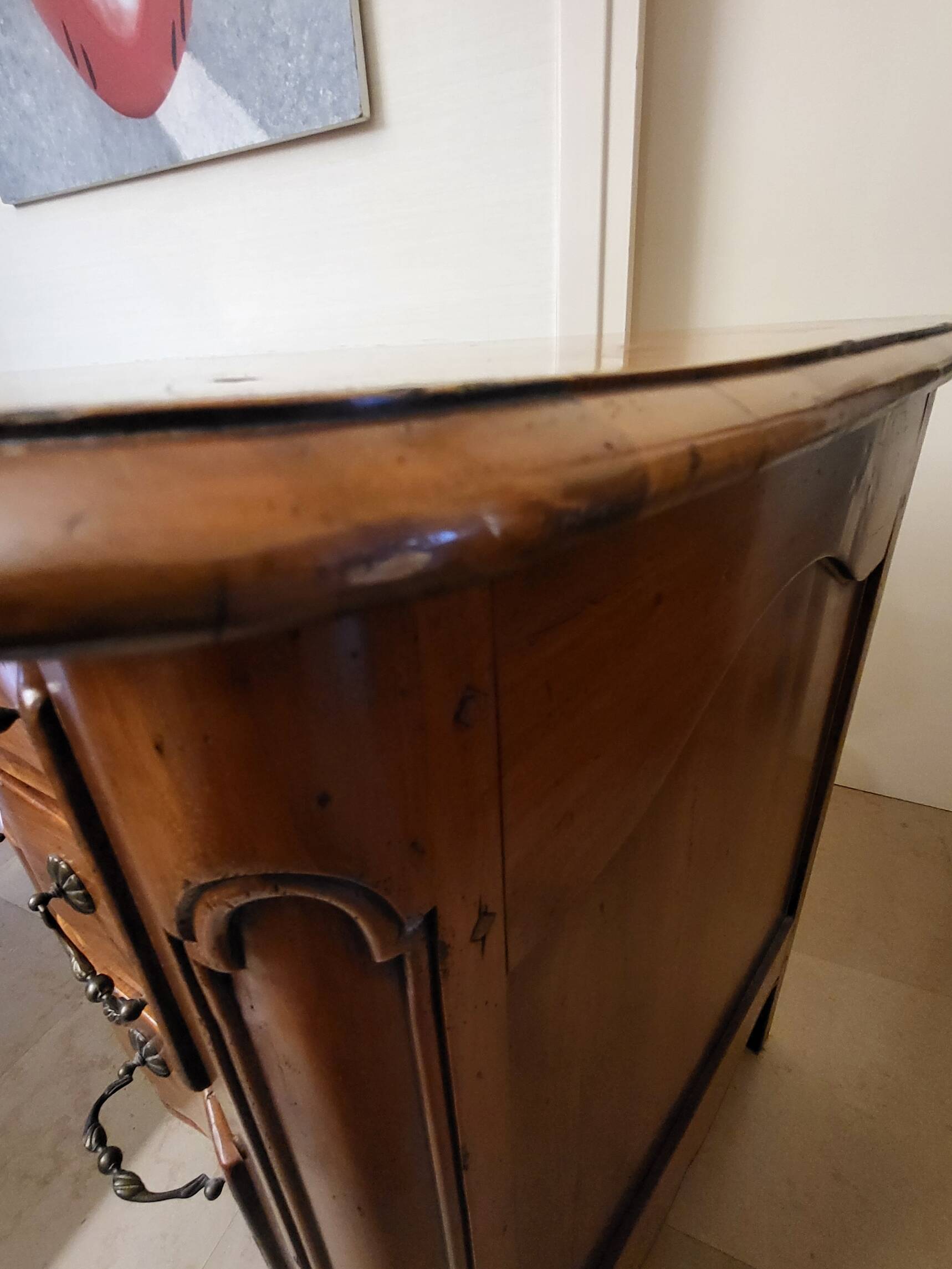 Louis XV style crossbow commode in solid walnut