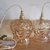 Duo baladeuses ambrées en verre moulé