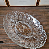 Vintage glass aperitif platter, 5-compartment server.