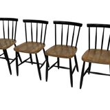 Vintage set of four -bar chair made of black lacquered wood - 1960s