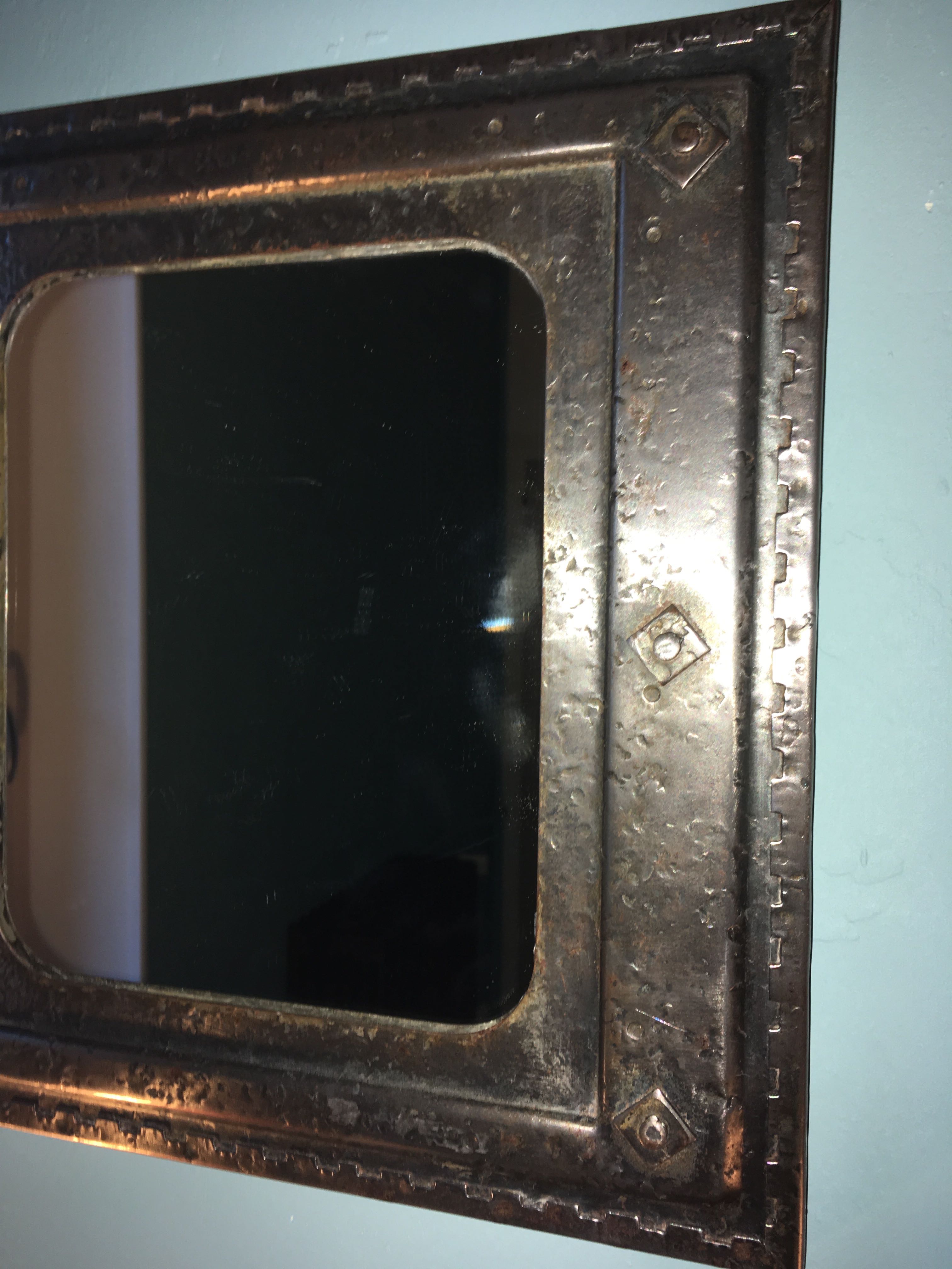 Miroir industriel en métal vintage 1960