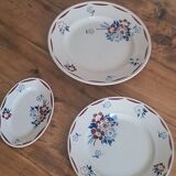 Set of 2 dishes and 1 bowl K and G Lunéville model "Evreux"