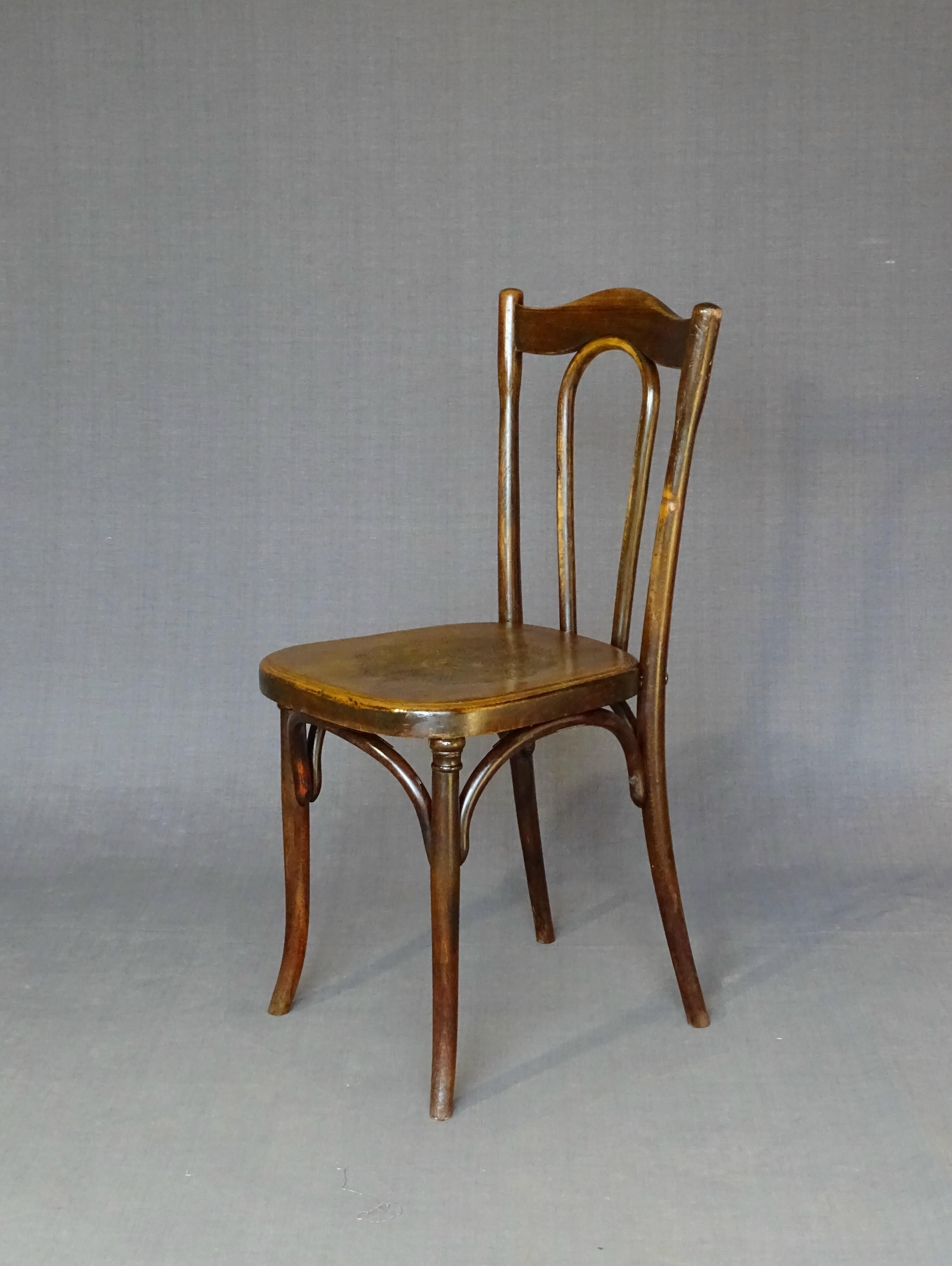 Bistro chair by fischel n°103 circa 1915 wooden seat