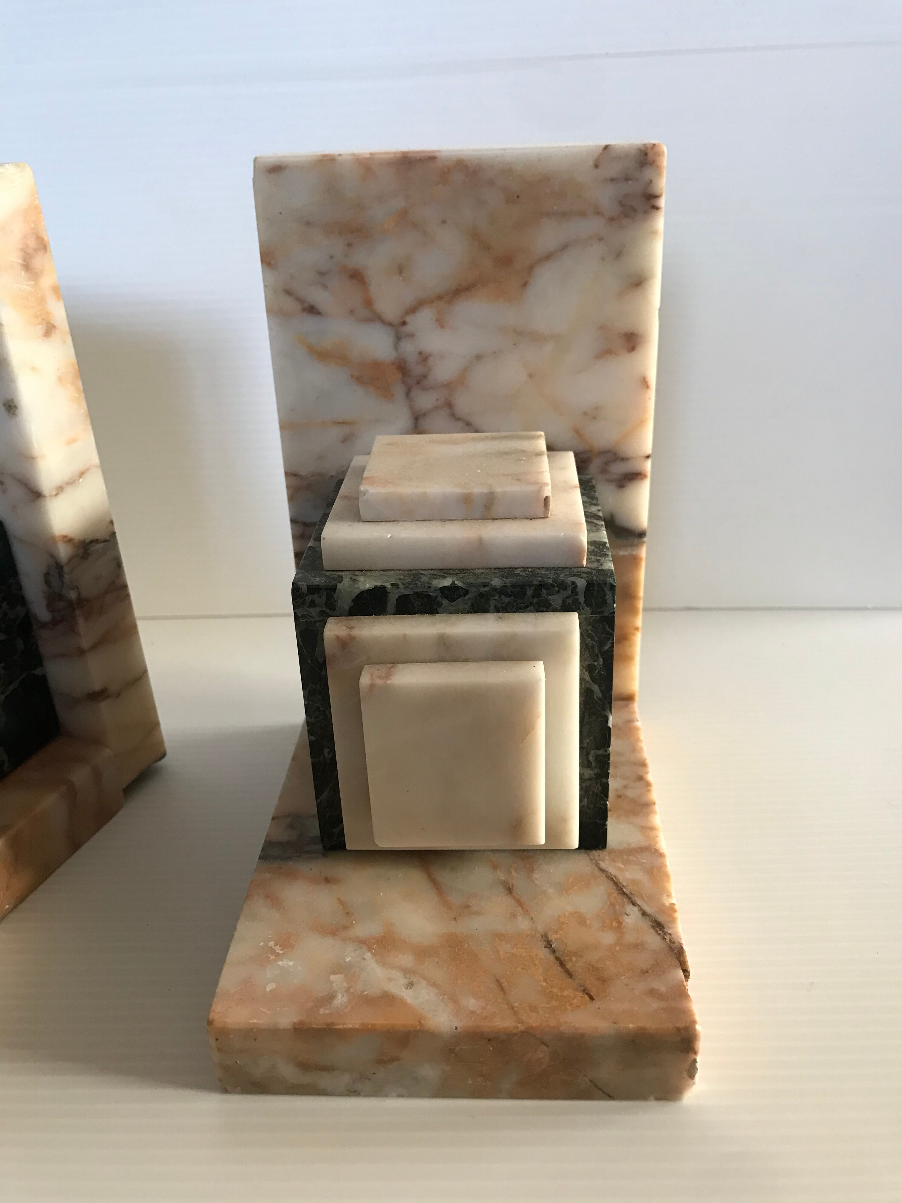 Pair of Art Deco marble book clamts