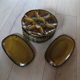 8 old GIEN oyster plates + 2 serving dishes