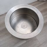 Large brushed metal plant pot holder 1970