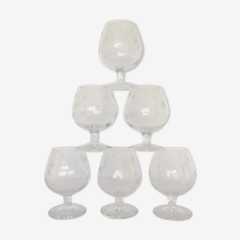 Set de2 lots de 6 verres à cognac en cristal gravé étoile