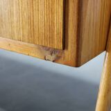 1960s Czechoslovakian Maple TV Rack with Drawers and Glass Top