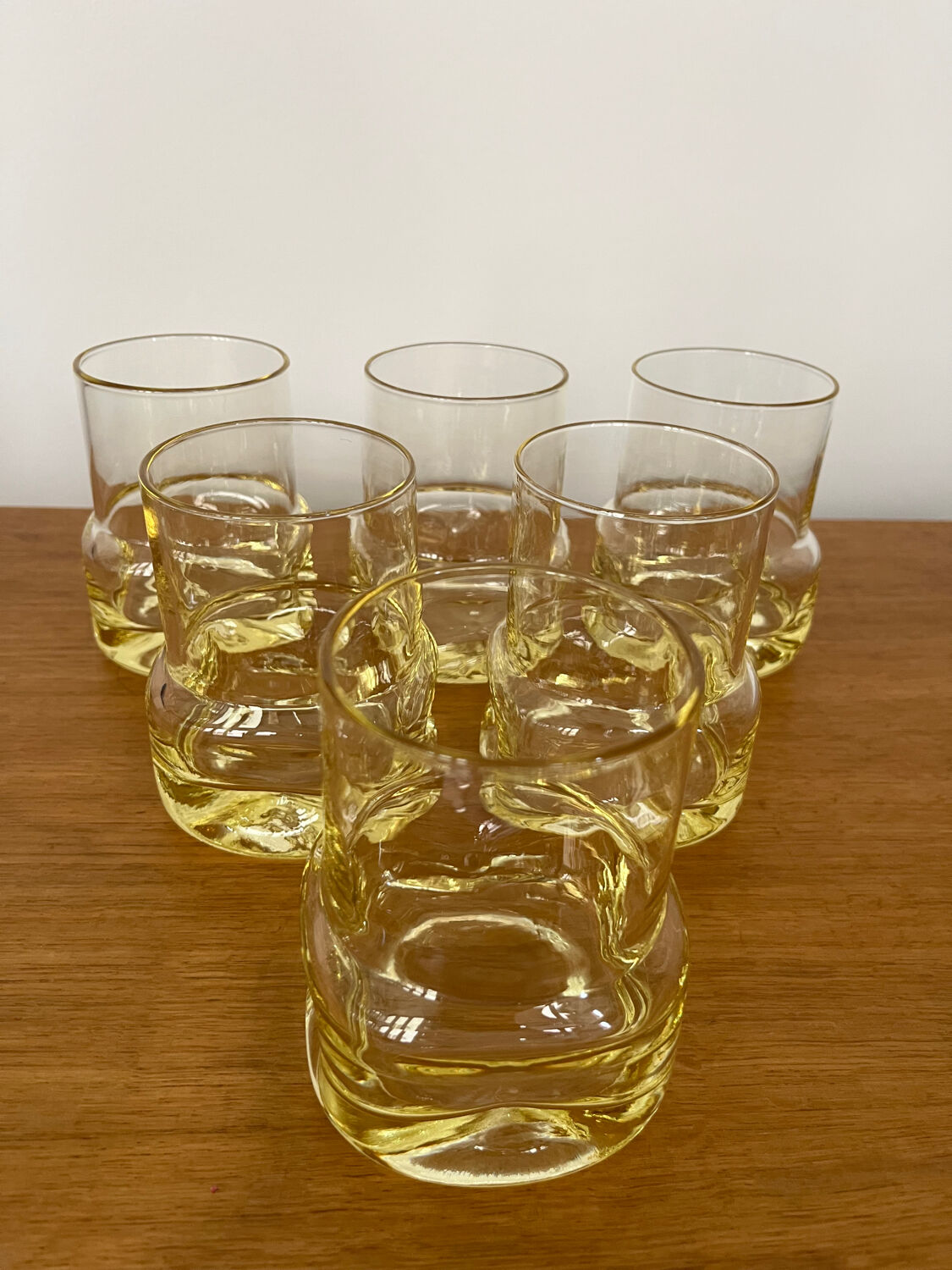 Set of 6 vintage yellow whisky glasses