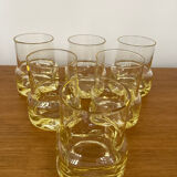 Set of 6 vintage yellow whisky glasses