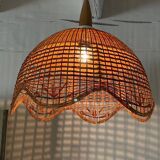 Vintage wicker flower pendant light