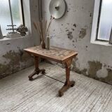 Walnut and tile bistro table 1890