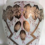 Baluster vase jugendstil in opaline and glass paste, hand-painted