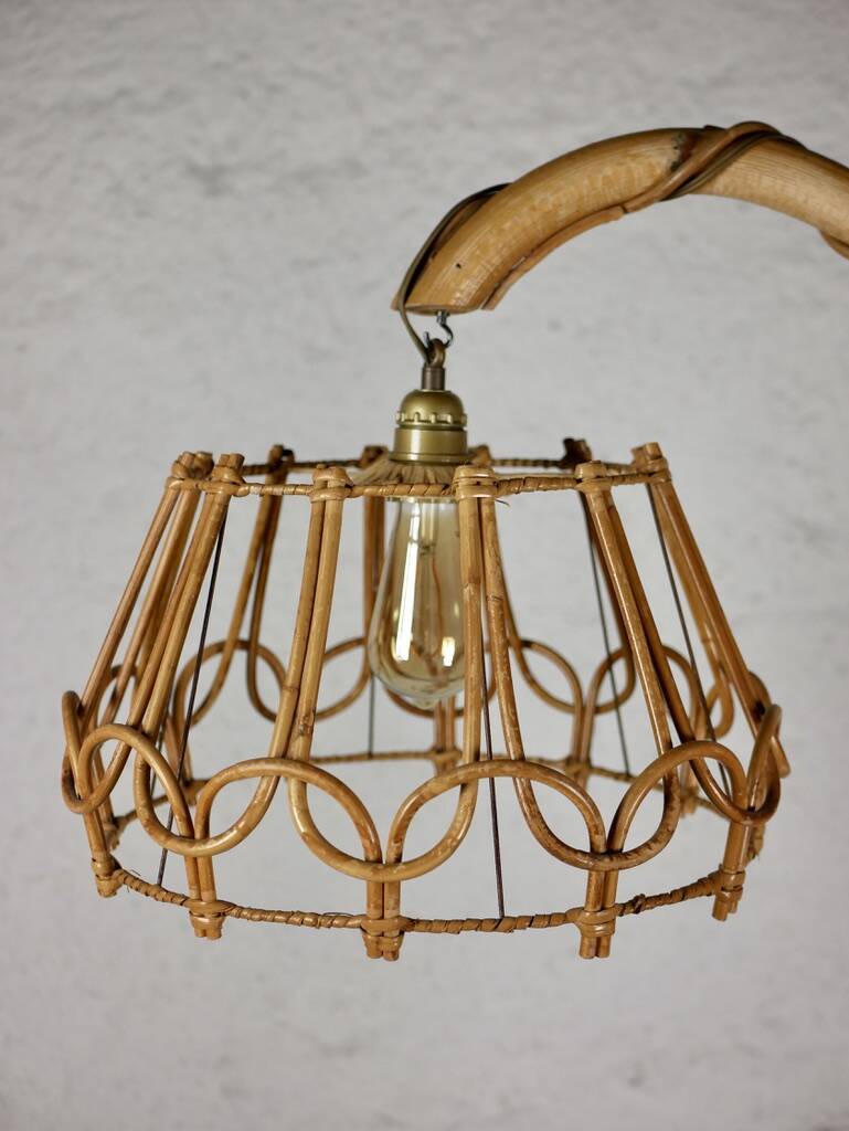 Louis Sognot rattan floor lamp from the 60s