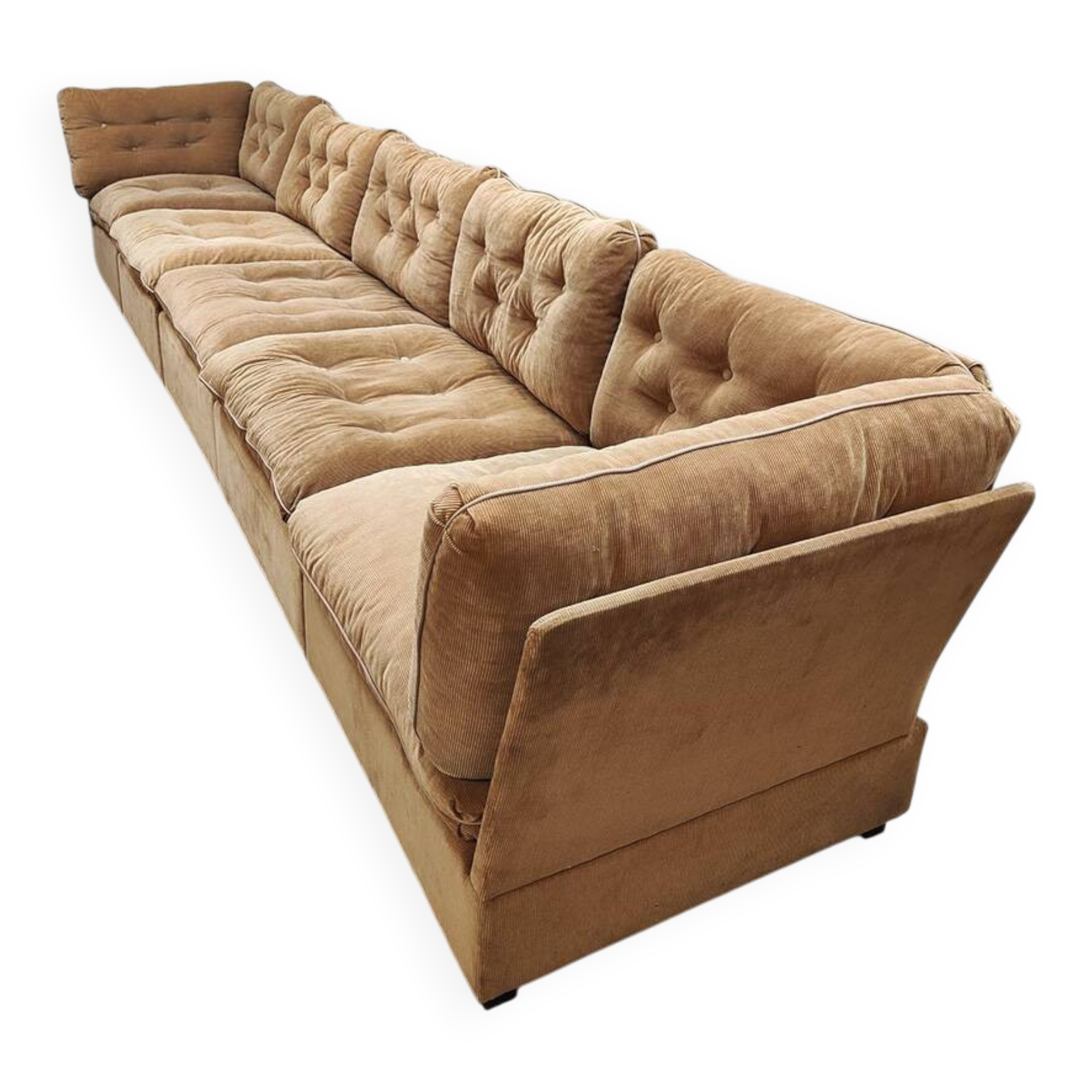 Canapé modulable vintage en velours côtelé côtelé « marron Sahara »