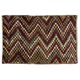Vintage Hand-Knotted Turkish Tulu Rug with Checkered Zigzag Design in Red, Yellow, Gray and Brown, 100% Wool