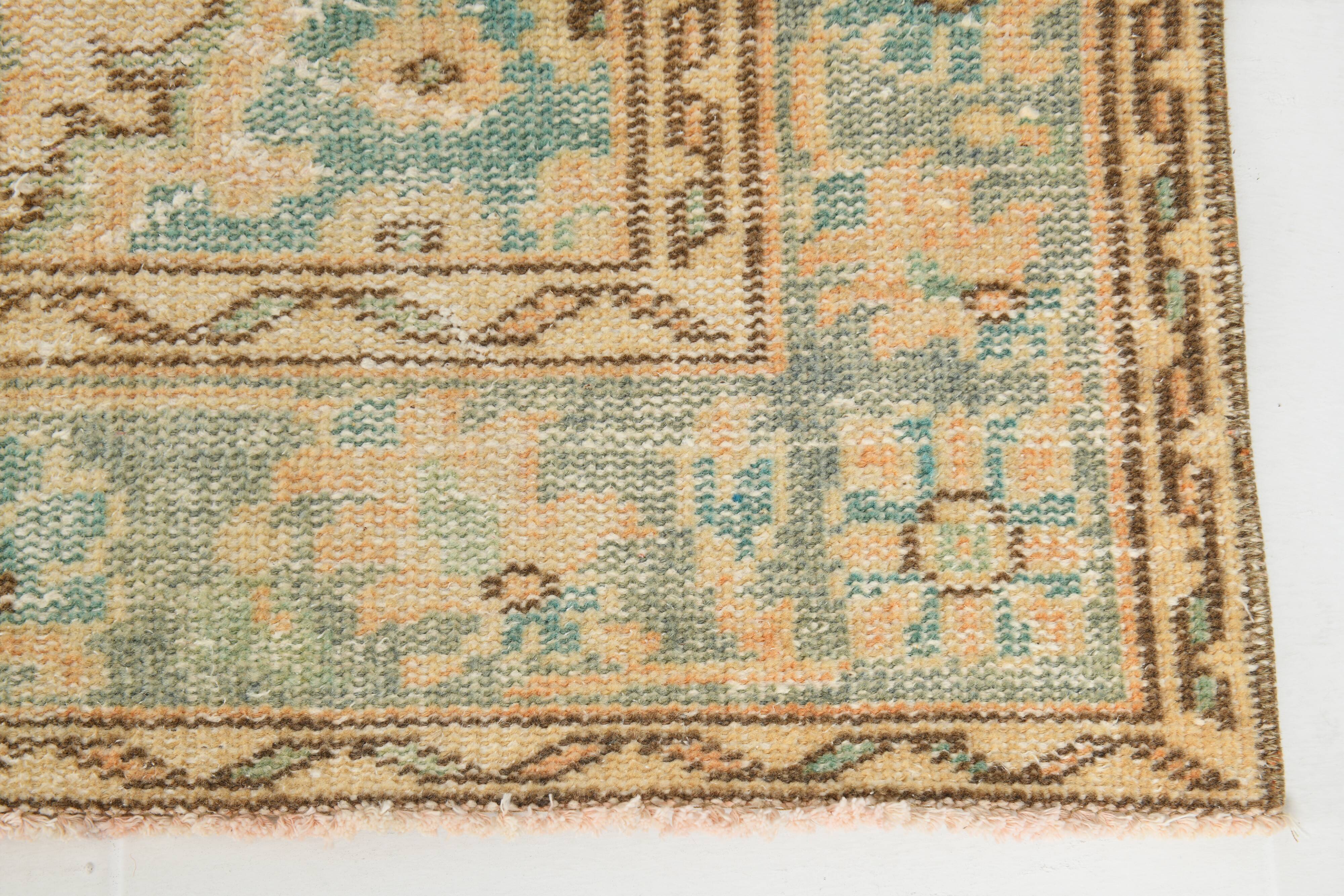 Orange vintage turkish rug, 6x9 feet vintage pastel orange carpet