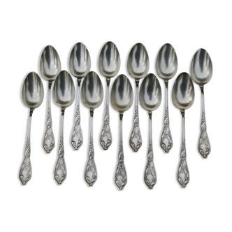 12 small Silver Metal Spoons Art Nouveau - Adolphe Boulenger