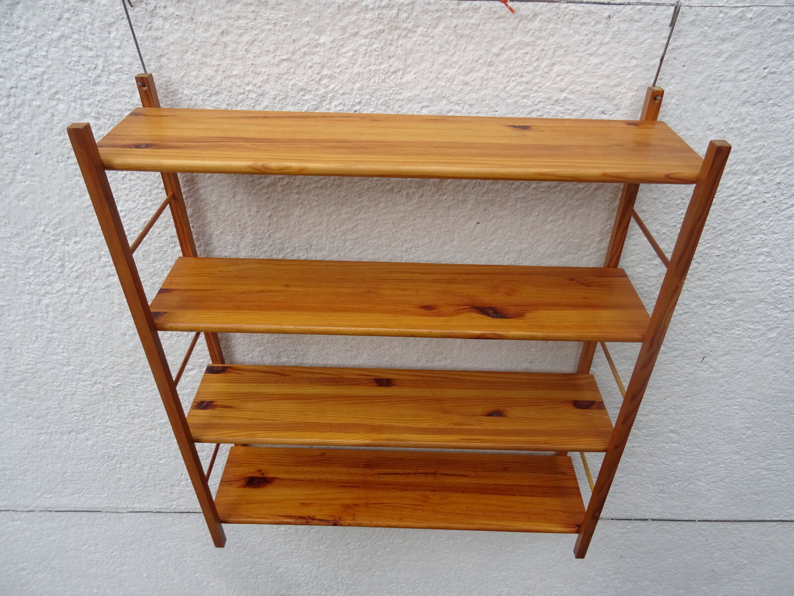 Pair of modular pine wall shelves