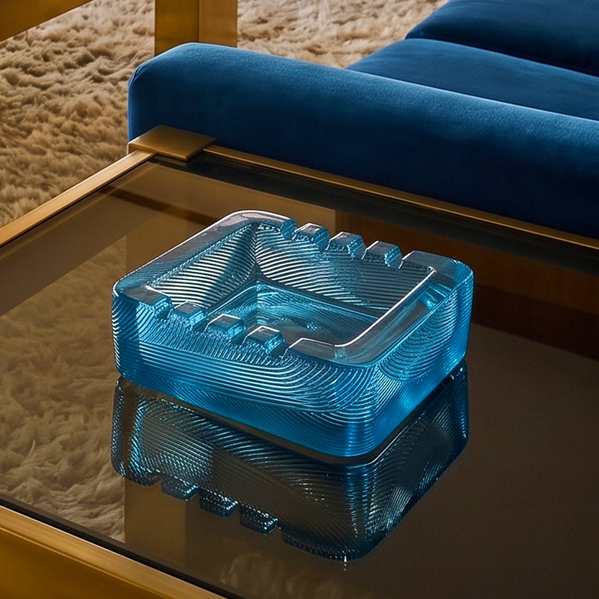 1970s Blue Ashtray by Sergio Asti for Arnolfo di Cambio. Made in Italy