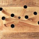 Scandinavian Design 8-arm Wooden Candle Holder, Vintage Nordic Menora