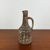 Brutalist vintage studio pottery vase carafe by Gerhard Liebenthron, 1970s.
