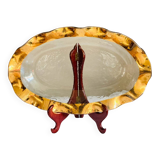 Plat ovale signé annie glass 38/35 made in usa bord ondulé doré à l’or fin