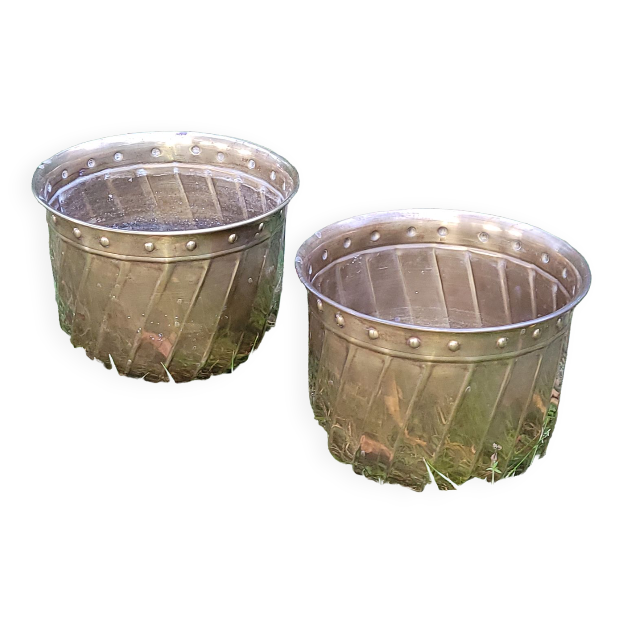 Pair of brass pot cover