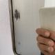 Vintage 1930s triptych barber mirror faux shagreen brown - 30 x 77 cm