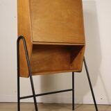 Vintage 1960s wooden secretary with metal legs.