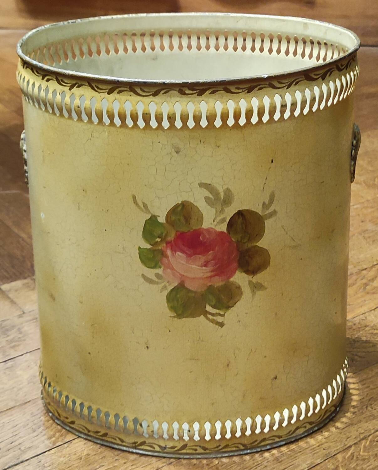 Old Napoleon III painted sheet metal waste paper basket