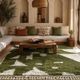 Authentic pure wool Moroccan rug in green and white, 2/3 m.