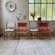Set of 4 80s colored pine chairs