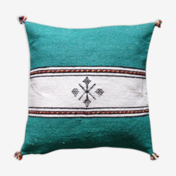 Coussin berbère marocain vert et blanc