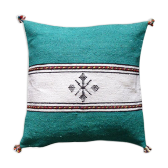 Coussin berbère marocain vert et blanc